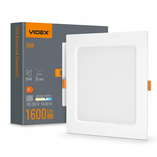 LED світильник Back вбудований квадрат VIDEX 16W 5000K - фото 1