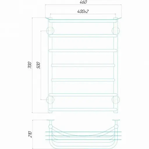 Рушникосушка водяна Deffi Юність П7 400х700 мм нижнє підключення 30412 - фото 2