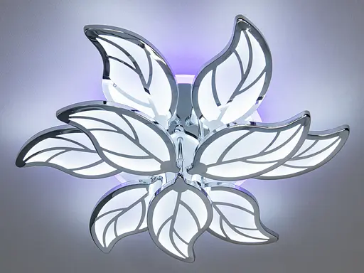 Флористична LED люстра з пультом, димером і підсвічуванням, 140W, хром - фото 2