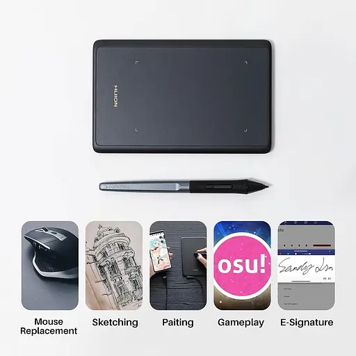 Huion Графічний планшет 4.17"x 2.6" H420X USB-C чорний - фото 2