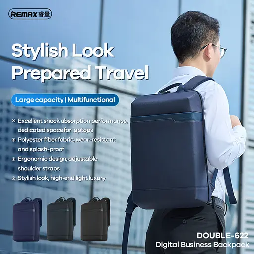 Рюкзак Remax DOUBLE-622 Digital Business Backpack темно-синий - фото 4