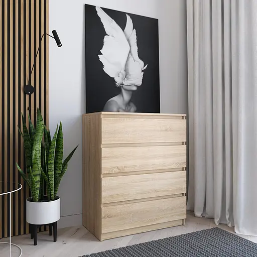 Комод Vays R-4, на 4 шухляди без ручок, ЛДСП 80×40×98 см - для дому, офісу, вітальні, спальні - фото 2