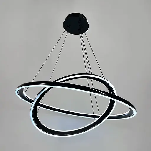 Современная подвесная люстра с двумя черными кольцами Ø 80+60 см Line F | Ст. MJ341-800+600 BK - фото 4