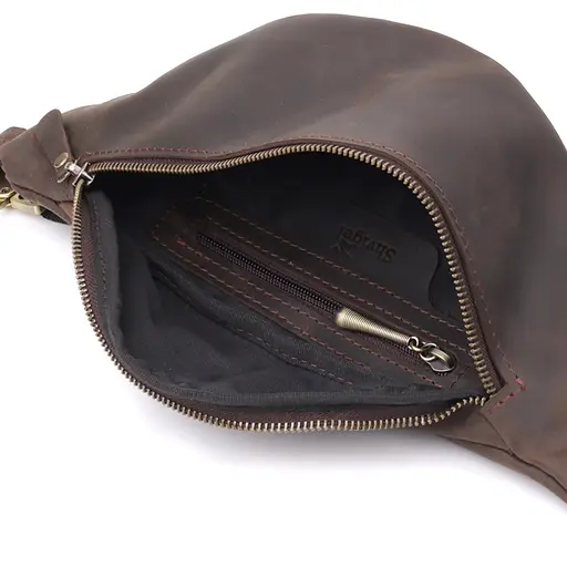 Добротна сумка бананка для чоловіків з натуральної шкіри вінтажної SHVIGEL 34х14х7 см sum0027447 - фото 7