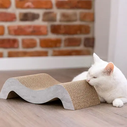 Дряпка Trixie для котів Хвиля XXL і котячої м'ятої картон сіра 64х14х37 см [CD] - фото 3