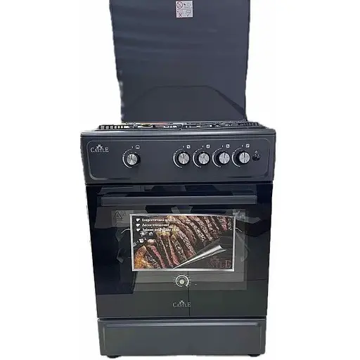 Плита газова Castle CG-60H, графітовий, поворотні перемикачі, 4 газові конфорки, автопідпал інтегрований, решітка металева матова, - фото 1