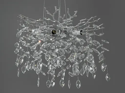 Грационная подвесная хрустальная люстра "Глициния", 6 ламп, хром - фото 1