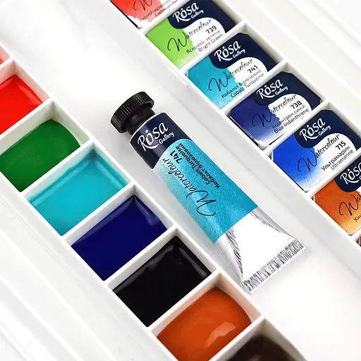 Пенал для акварельних фарб Rosa Gallery пластиковий 24 кювети   - фото 6