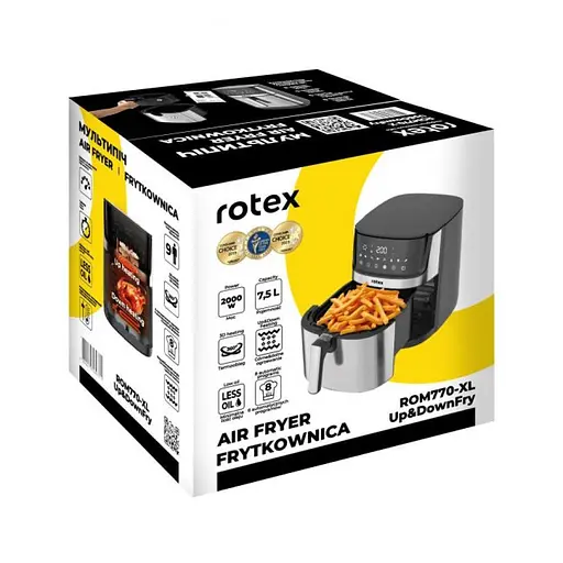Аерофритюрниця Rotex ROM970-XXL Up&DownFry електрична 7.5л Срібляста 2000Вт - фото 10