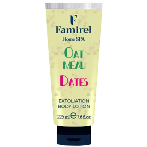 Отшелушивающий лосьон для тела Famirel Home Spa Exfoliant Body Lotion Oatmeal & Dates Овсянка и финики 225 мл - фото 1
