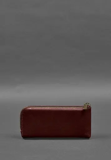 Кожаный портмоне-купюрник на молнии 14.0 бордовый - фото 7