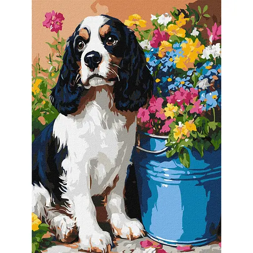 Картина за номерами "Милий спанієль" Ideyka KHO6672 30х40 см