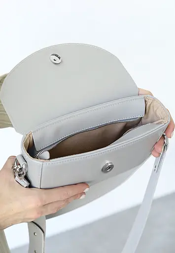 Женская кожаная сумка Molly серая - фото 5