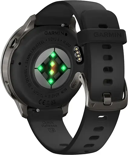 Смарт-годинник Garmin Venu 4 41 mm Слатий з чорним Silicone Band (010-03013-02) - фото 2