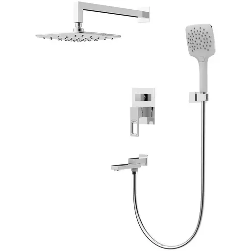 Душова система прихованого монтажу Gappo G7117-8, вилив - перемикач на лійку, 3-функції, білий/хром - фото 1