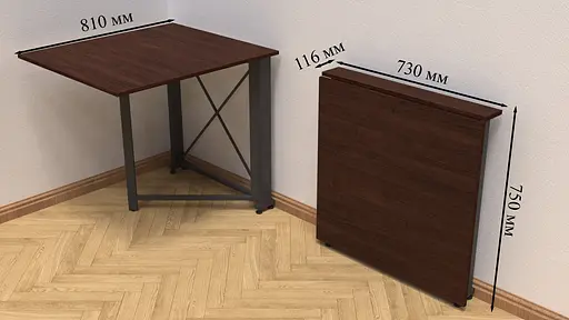 Стіл-книга трансформер Оріон 1 Ferrum-decor 750x810x730 Чорний метал ДСП Венге Магія 16 мм (FRD-105426) - фото 6