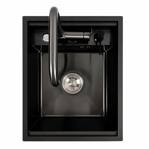 Кухонна мийка CM 40x50 прихована PVD чорна Platinum Handmade, Чорний - фото 6