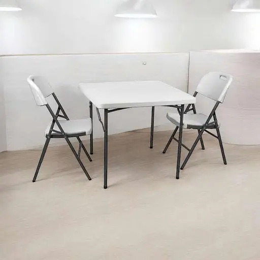 Набір садових меблів SpringFun стіл складний 88см + 2 стільці для пікніка Білий метал/пластик - фото 2