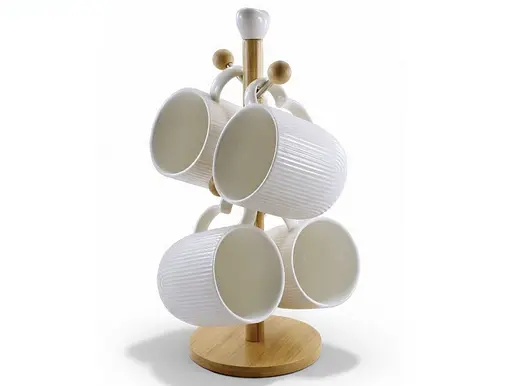 Чайний сервіз порцеляновий на дерев'яній стійці Grazie 340 мл 4 шт (PJ03443) - фото 2