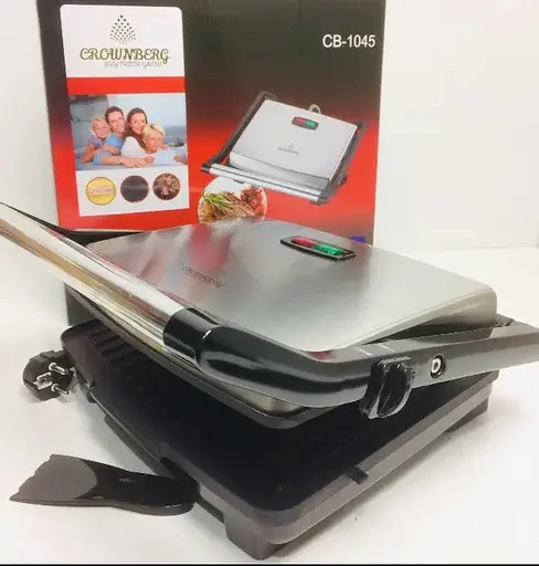 Прижимной контактный электрический гриль Crownberg CB-1045 домашний с антипригарным покрытием 2000Вт Серый - фото 6