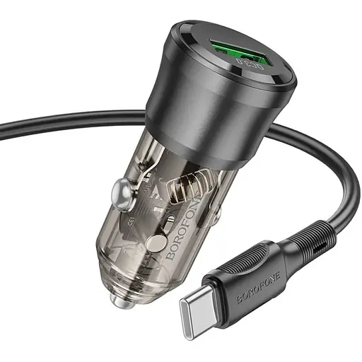 Автомобильное зарядное устройство Borofone BZ23 Transparent Black - фото 6