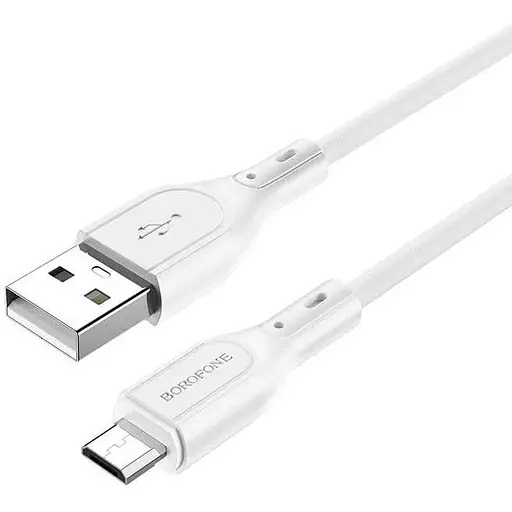 Кабель Borofone BX66 Wide way силиконовый зарядный кабель для Micro белый - фото 1