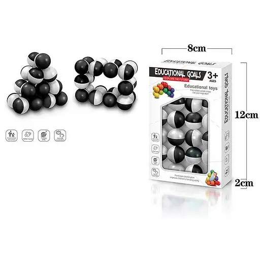 Игрушка-антистресс Молекула, 2021-195, черно-белые шарики - фото 2