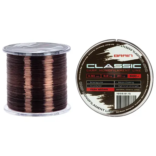 Волосінь Brain Classic Carp Line (dark brown) 600 м 0.30 мм 20 lb 8.8 кг