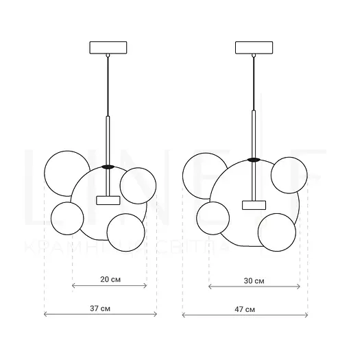 Подвесной светильник-молекула Ø 30 см + 4 шарика в хроме | Line F | Ст. AA397-300+4 CH+CL - фото 7