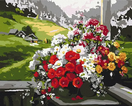 Картина за номерами на підрамнику Brushme Букети на вікні