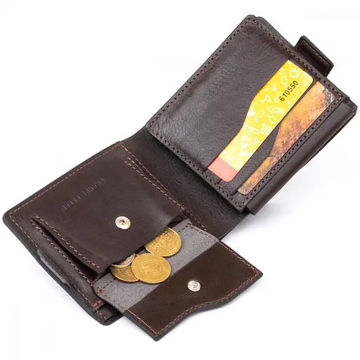 Мужской кожаный портмоне Grande Pelle 11х9х2 см acs0026386 - фото 4