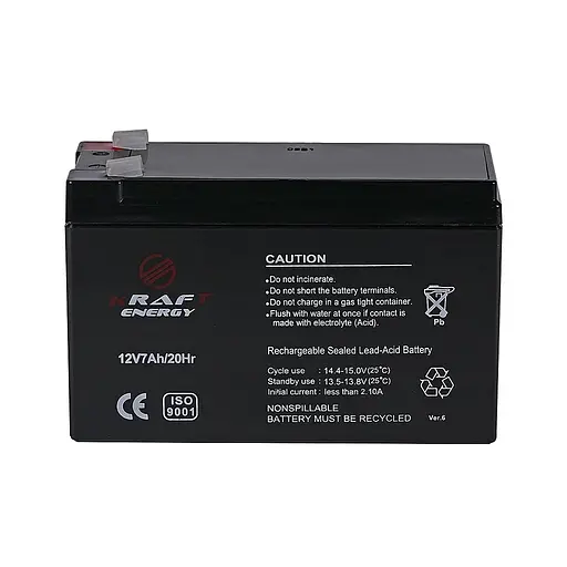 Аккумуляторная батарея 12В 7Ач Kraft 12V7Ah/20Hr F2 AGM свинцово-кислотная (44-00046) - фото 3