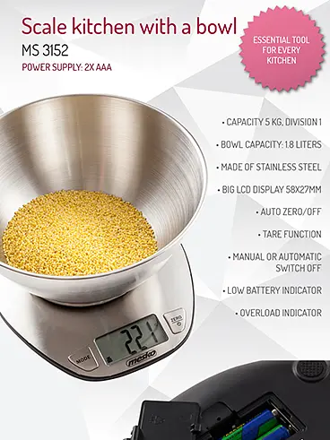 Ваги кухонні Mesko MS 3152 з чашею 2 л - фото 4