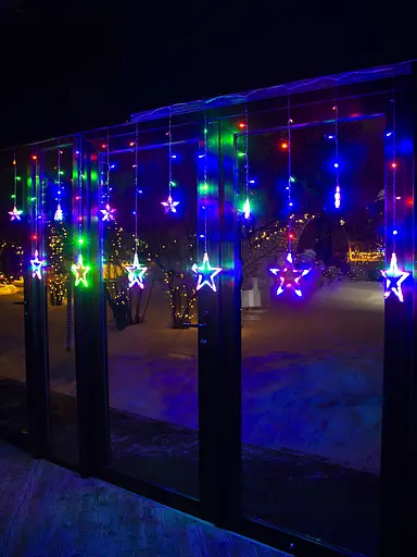 Світлодіодна гірлянда на штору бахрому мульти 3 м 138 LED від мережі Зірки ( m.02.5Т.138+S)