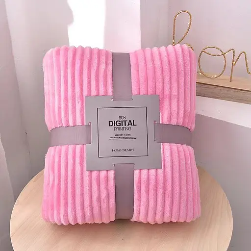 Плед-покривало шарпей рожевий у смужку 2см 200х220 см (00075) - фото 1