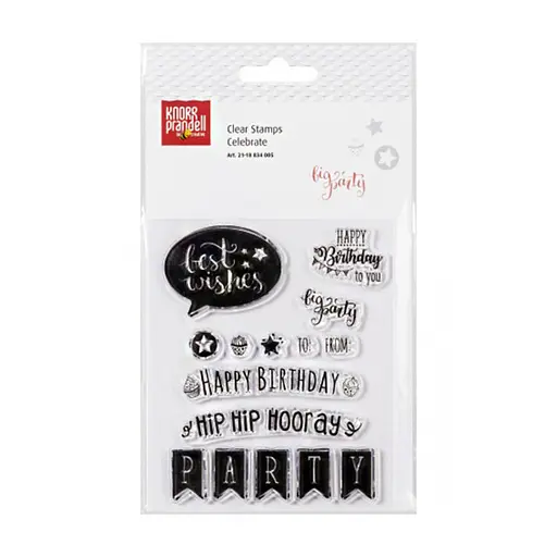 Набір штампів акриловий Celebrate 1×1 см - 5×3,5 см 15 шт Knorr Prandell