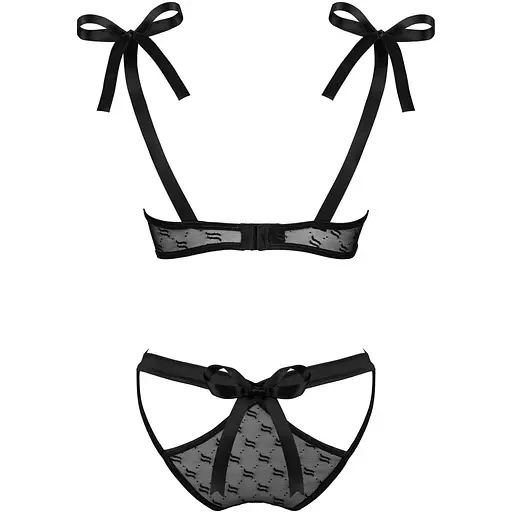 Эротический полупрозрачный комплект Obsessive Obsessivia 2-pcs set Black S/M - фото 6