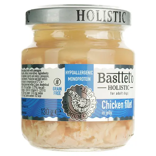 Влажный корм для собак Basttet'o Holistic кусочки филе курицы в желе 130 г - фото 2