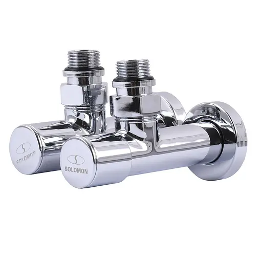Кран вентильний кутовий з американкою Solomon Lux 1/2″ chrom 7777 (2шт. комплект) 000017504 - фото 1