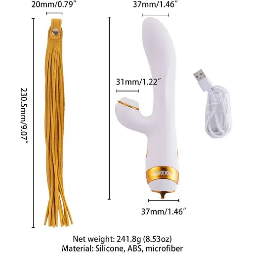 Вібратор-кролик з флогером Lockink Sevanda Whip Vibrating Massage Wand - White & Golden - фото 7
