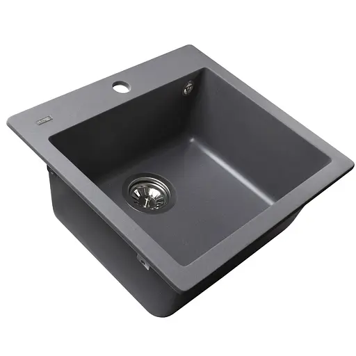 Гранітна мийка Globus Lux Aosta сiрий металiк 490x455мм-А0003 000023575, Сірий - фото 3