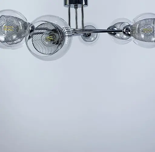 Cвітильник в корпусі метал кольору хром з подвійним плафоном | Арт. 1718/6 CH+CL | Line F - фото 2