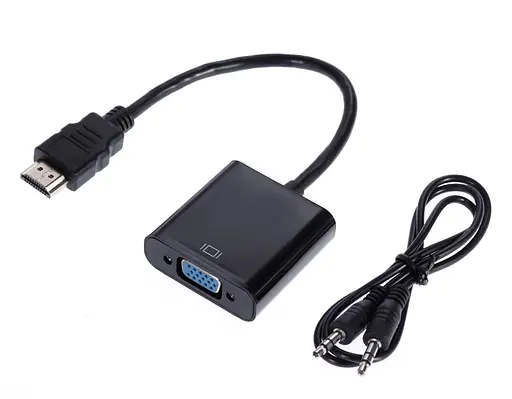 Перехідник-конвертер HDMI (male) на VGA (female) + Audio 10cm, 4K/2K
