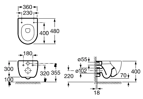 Унитаз подвесной Roca Meridian-N Compacto укороченный A34H248000 с сидением Soft Close, Белый - фото 2