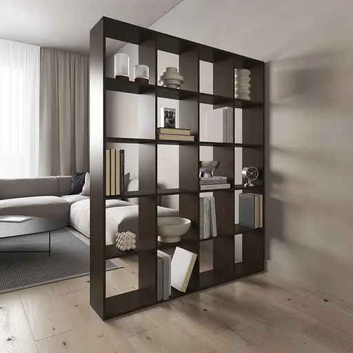 Книжная полка стеллаж Vays M-3 Венге Темный на 20 ячеек ЛДСП 143x29x178 см для дома офиса детской или гостиной