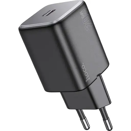 Мережевий зарядний пристрій Hoco N40 Mighty single port PD20W charger чорний - фото 1