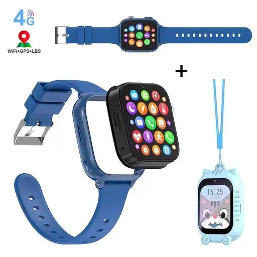 Дитячий розумний смарт-годинник Smart Watch T53 з GPS відеодзвінком прослуховуванням + 2 додаткові корпуси Синій - фото 2