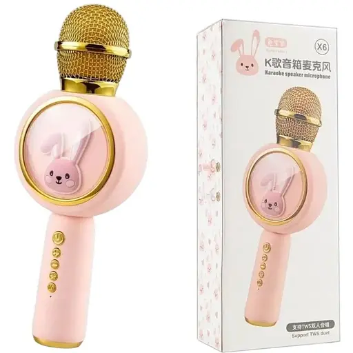 Микрофон G-Toys Караоке Karaoke speaker X6 Pink, беспроводной - фото 1