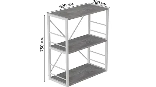 Этажерка 3/60 Ferrum-decor Серии Коннект 75x60x28 белый ДСП Бетон 16мм (FRD-104262) - фото 7