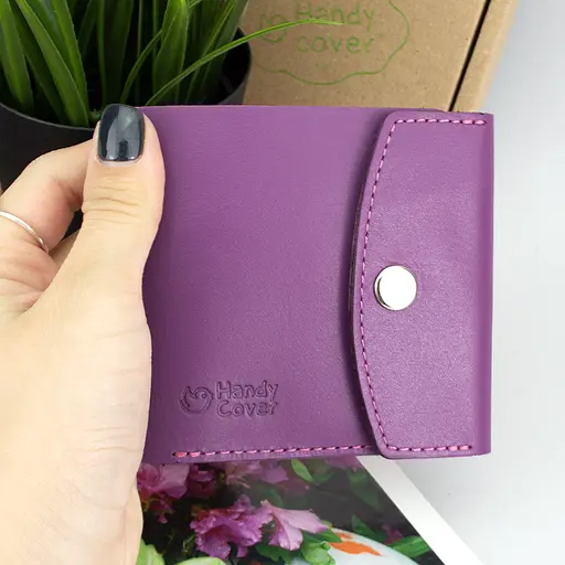 Кошелек женский кожаный маленький на кнопке Handycover HC0062 фуксия - фото 4